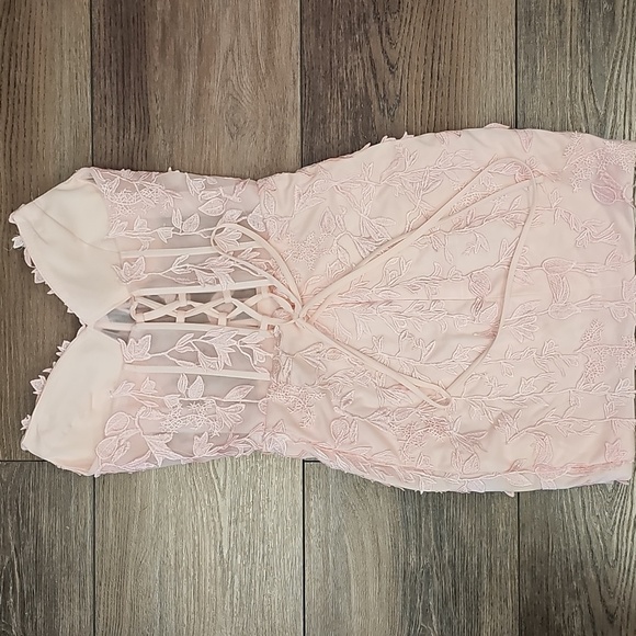 Elegant, Pink, Lace, Dress, Strapless, Mini, Dance, Summer, Prom, Vegas, Flower - Picture 4 of 9